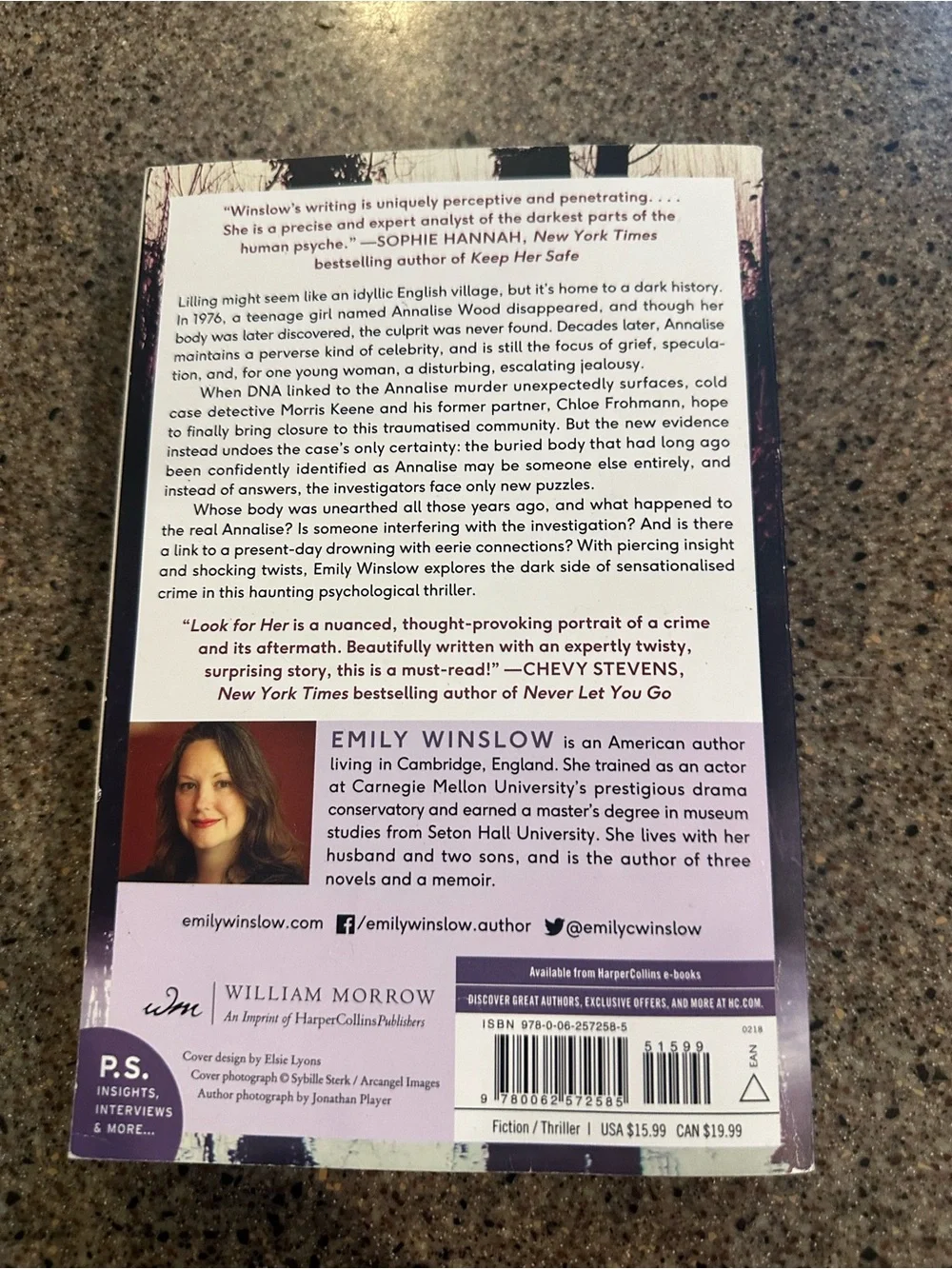 Look for Her by Emily Winslow - Purple & Black Paperback Novel